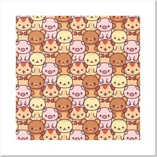 Kawaii Animal Pattern Posters and Art